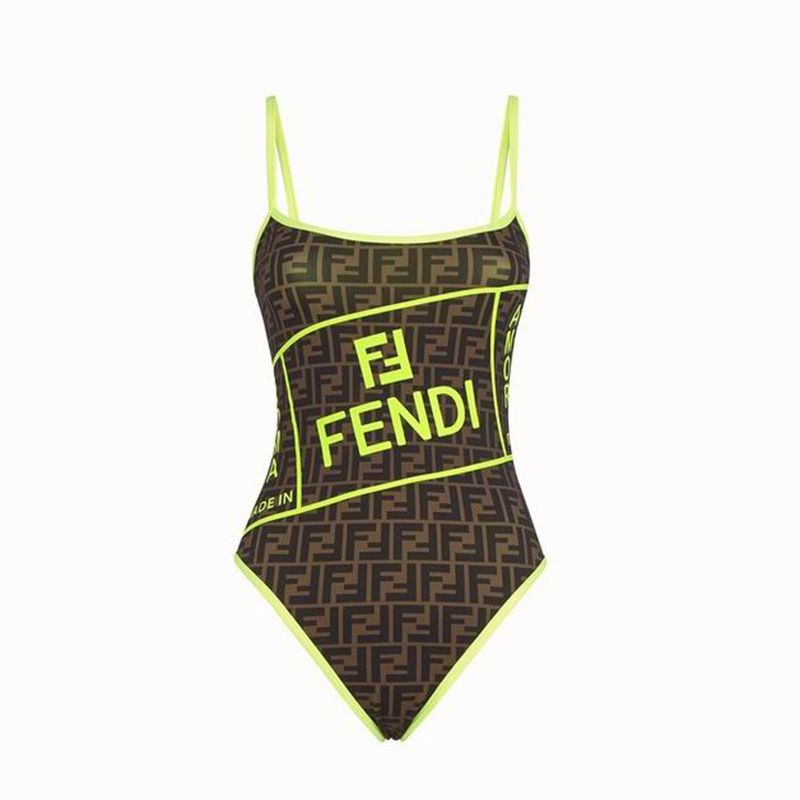 Affordable Fendi Swimsuit Women Fendi Roma Amor Motif Lycra Brown Green