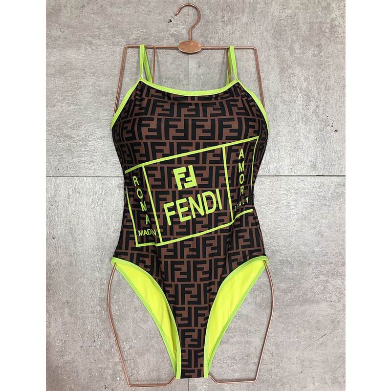 Affordable Fendi Swimsuit Women Fendi Roma Amor Motif Lycra Brown Green