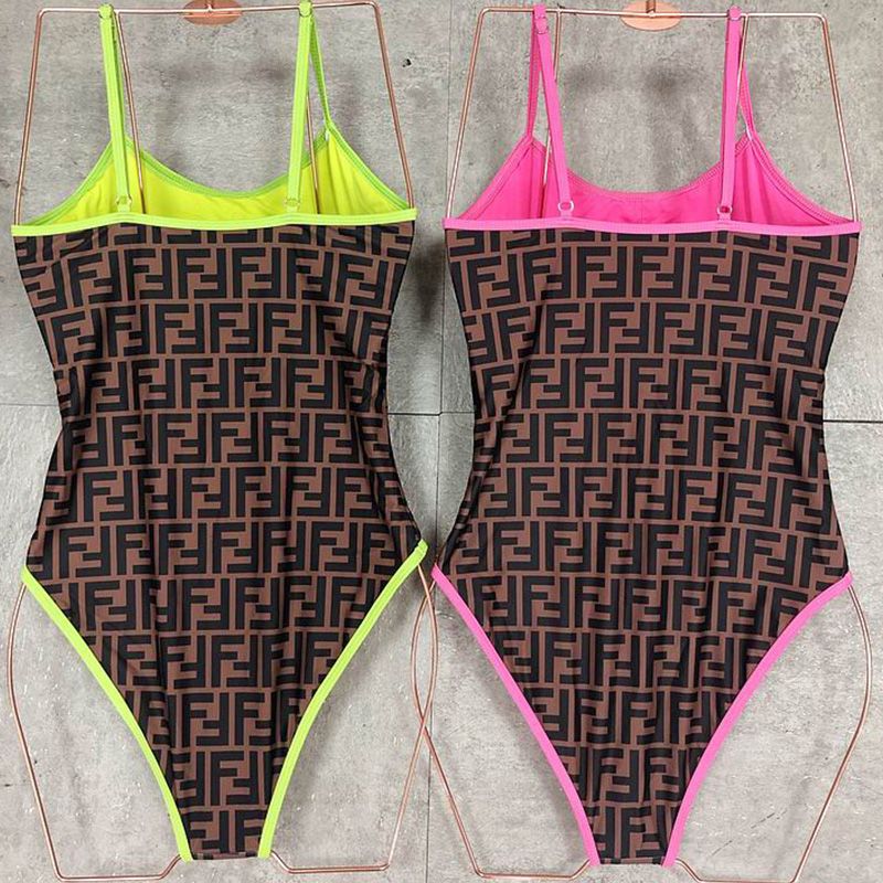 Affordable Fendi Swimsuit Women Fendi Roma Amor Motif Lycra Brown Green