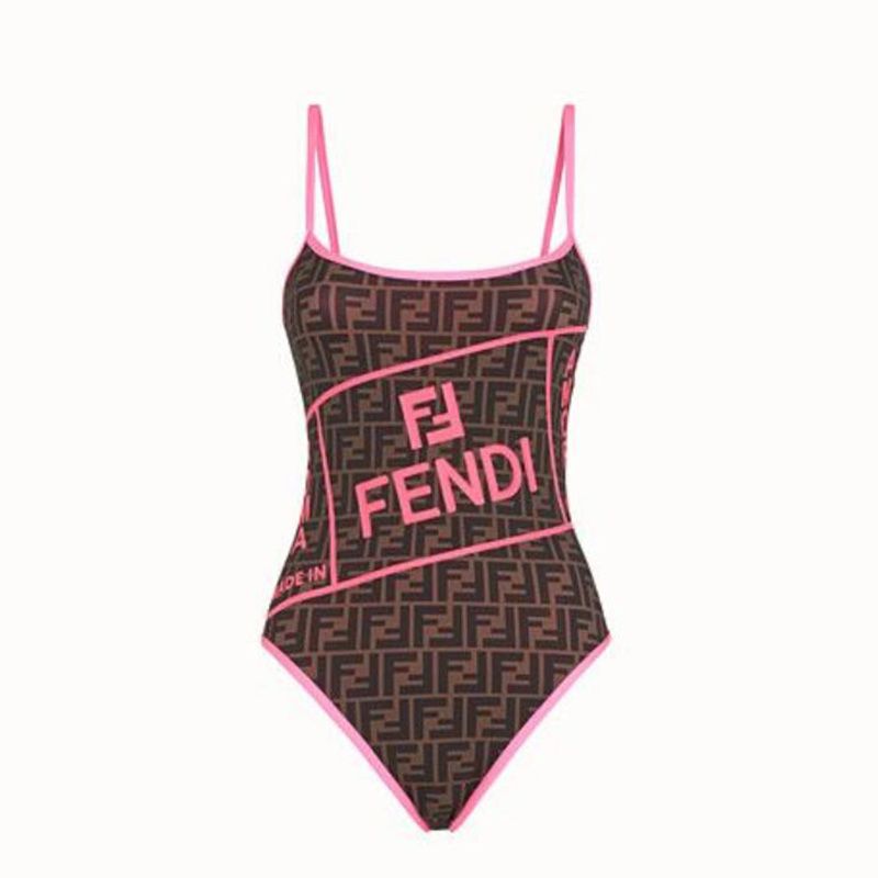 Affordable Fendi Swimsuit Women Fendi Roma Amor Motif Lycra Brown Pink