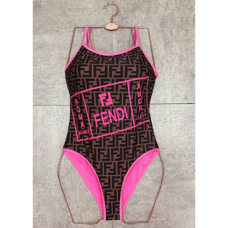 Affordable Fendi Swimsuit Women Fendi Roma Amor Motif Lycra Brown Pink