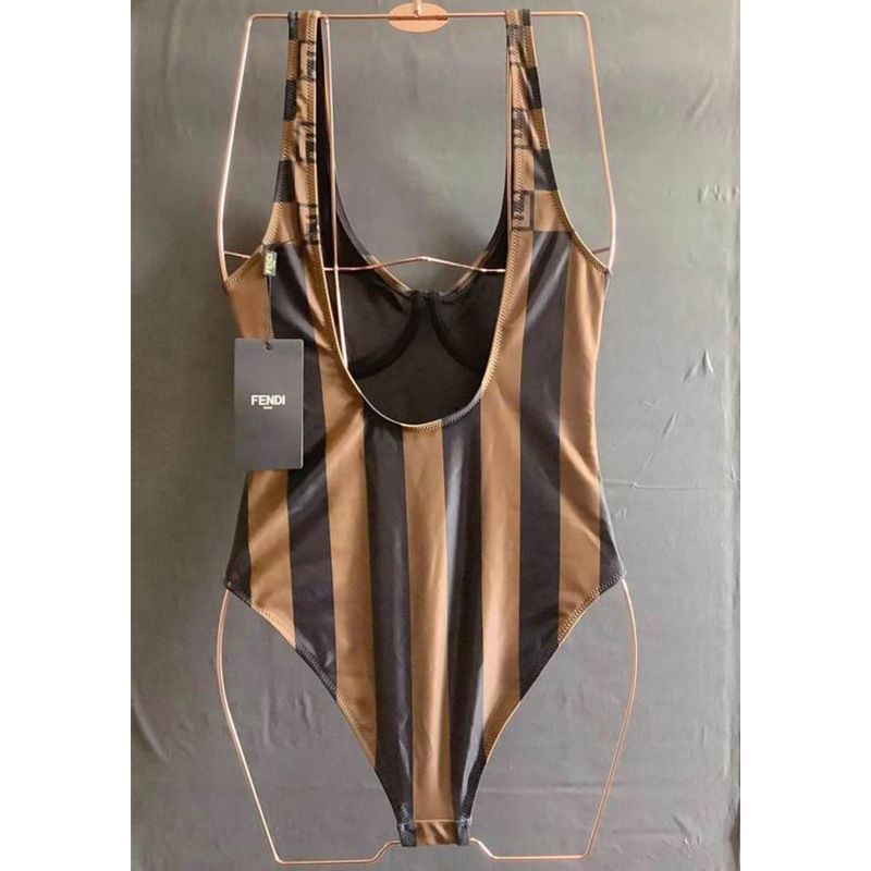 Affordable Fendi Swimsuit Women Vichy Pequin Motif Lycra Brown