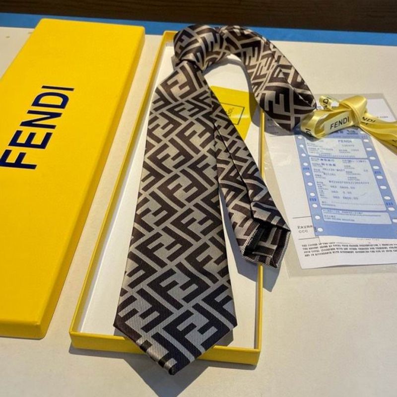 Affordable Fendi Tie In FF Motif Silk HM01 Grey