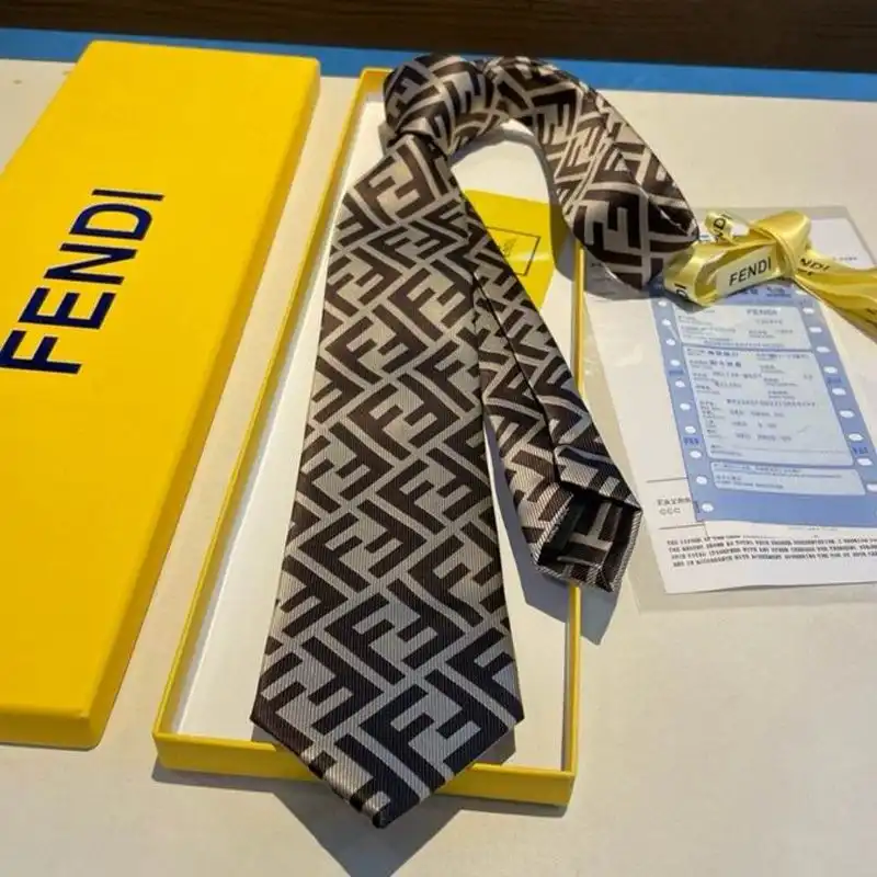 Affordable Fendi Tie In FF Motif Silk HM01 Grey HOT SALE