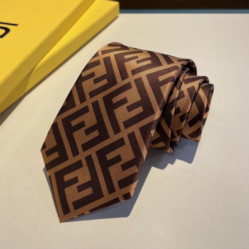 Affordable Fendi Tie In FF Motif Silk HM02 Brown