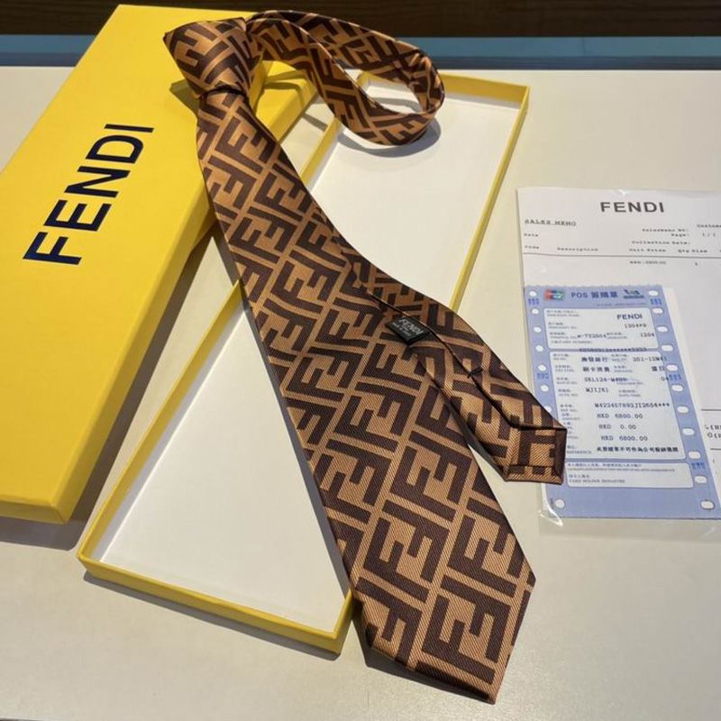 Affordable Fendi Tie In FF Motif Silk HM02 Brown