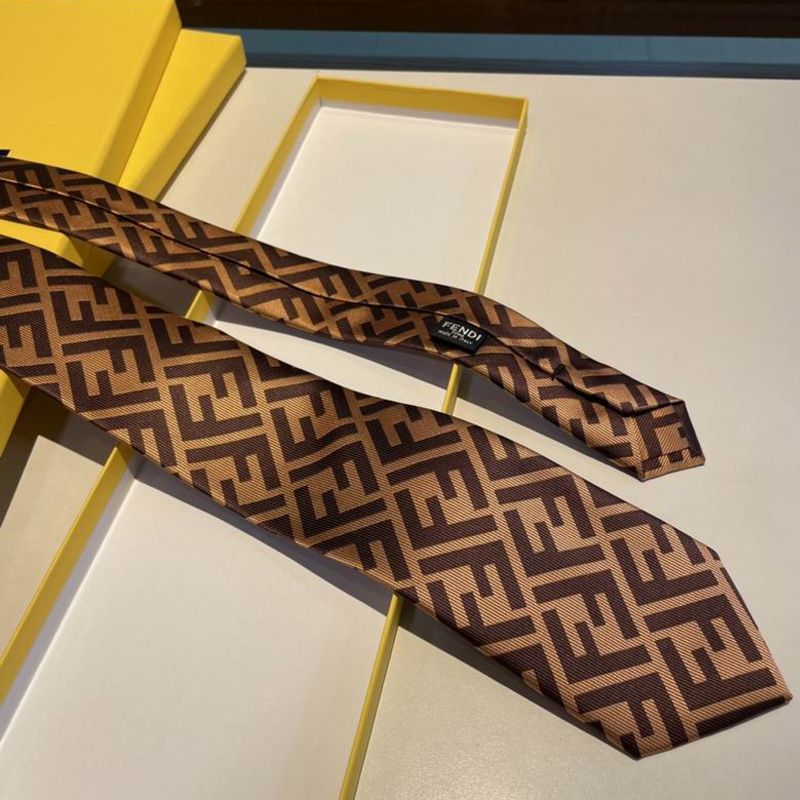 Affordable Fendi Tie In FF Motif Silk HM02 Brown