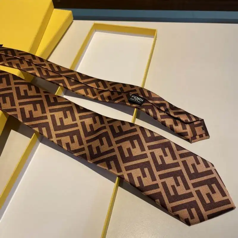 Cheap Fendi Tie In FF Motif Silk HM02 Brown