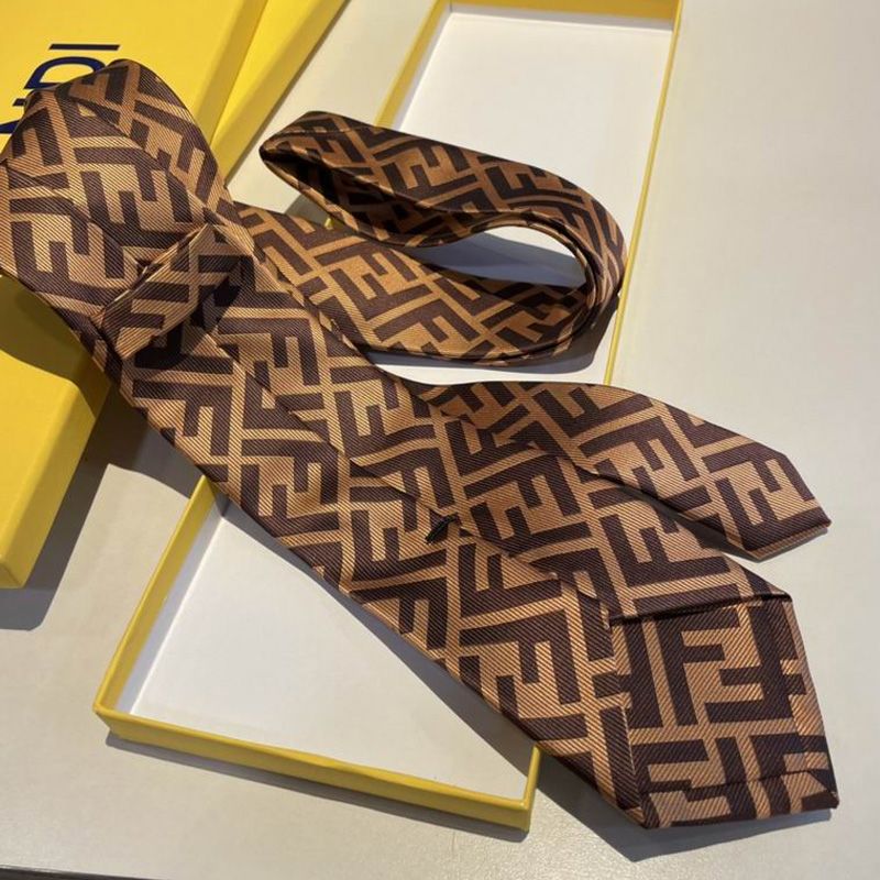 Affordable Fendi Tie In FF Motif Silk HM02 Brown