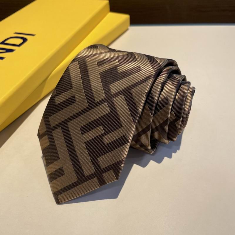 Affordable Fendi Tie In FF Motif Silk HM02 Coffee