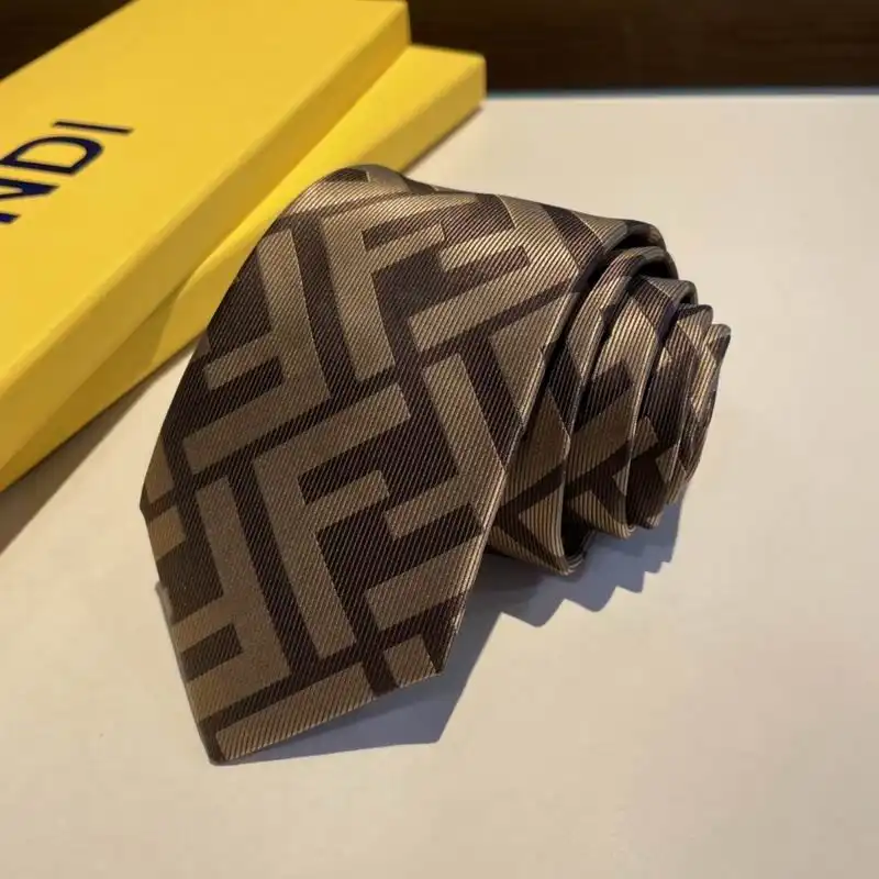 Fendi Tie In FF Motif Silk HM02 Coffee