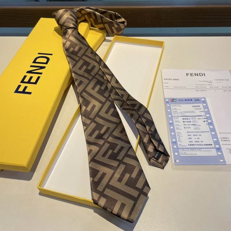 Affordable Fendi Tie In FF Motif Silk HM02 Coffee