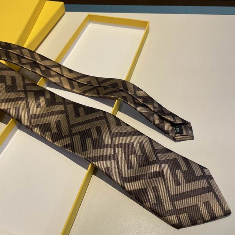 Affordable Fendi Tie In FF Motif Silk HM02 Coffee