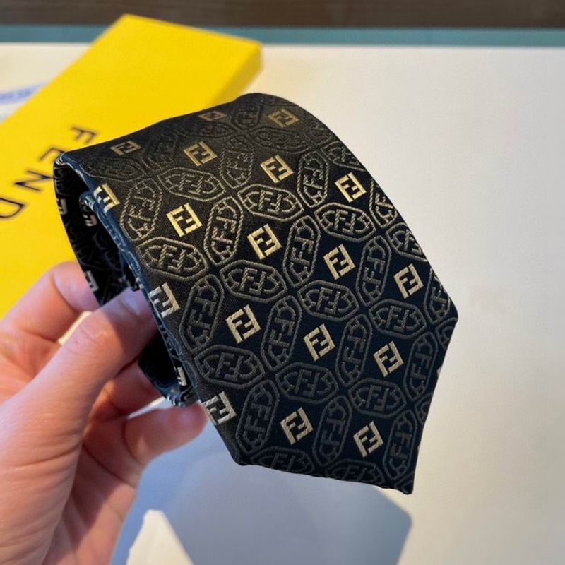 Affordable Fendi Tie In FF Motif Silk HM05 Black