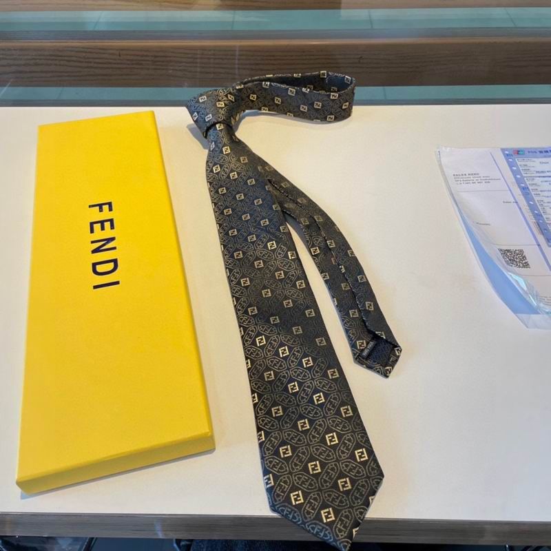 Affordable Fendi Tie In FF Motif Silk HM05 Black