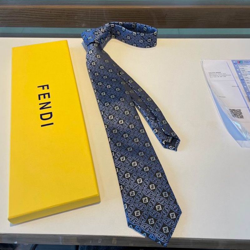 Affordable Fendi Tie In FF Motif Silk HM05 Blue