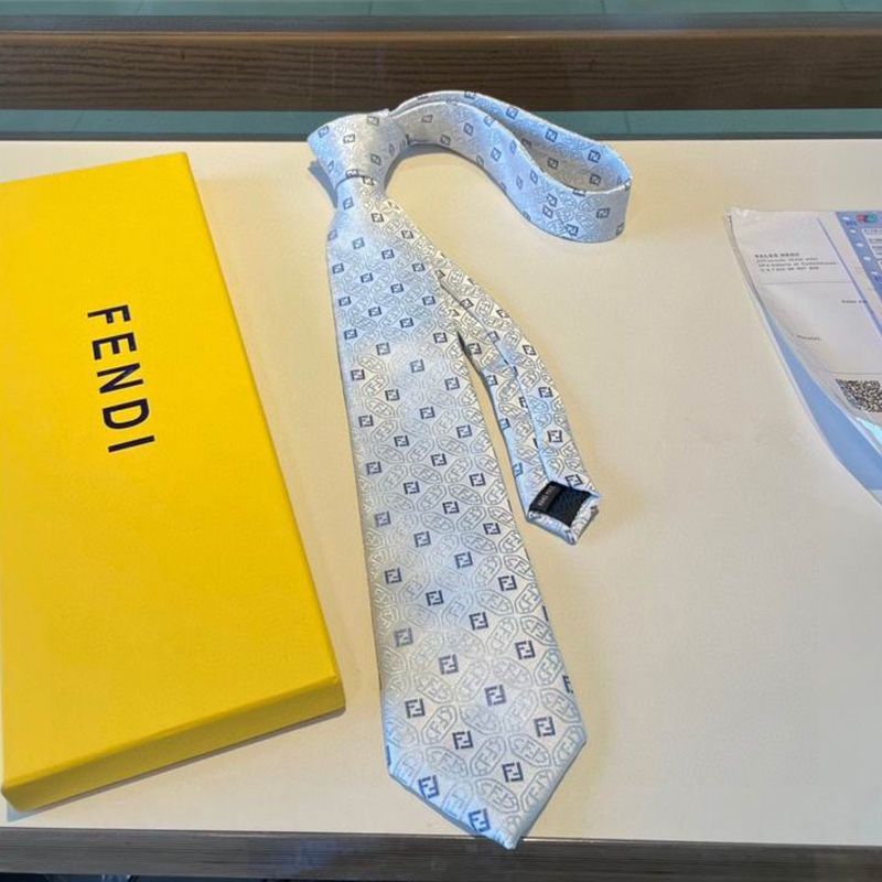 Affordable Fendi Tie In FF Motif Silk HM05 White