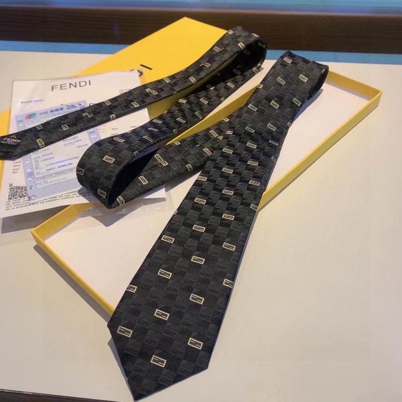 Affordable Fendi Tie In Baguette Motif Silk HM06 Black