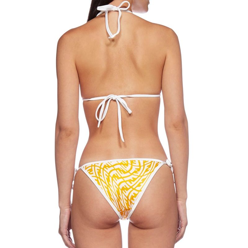 Affordable Fendi Triangular Bikini with Ties Women FF Vertigo Motif Lycra Yellow