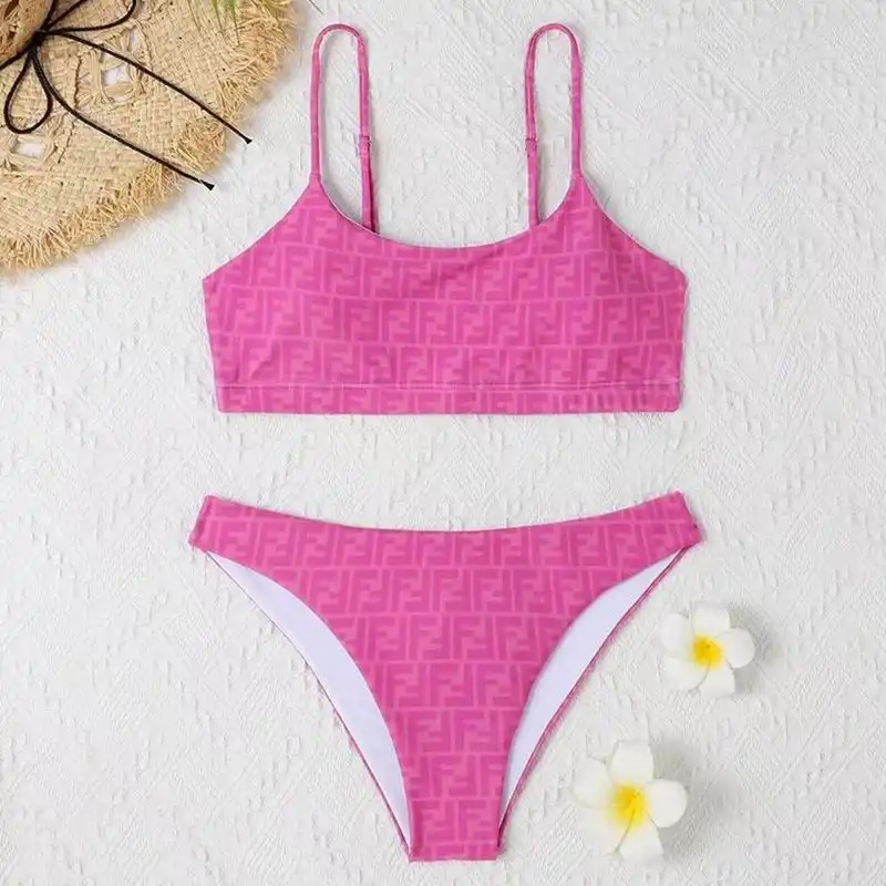 Affordable Fendi Underwear Set Women FF Motif Lycra Rose