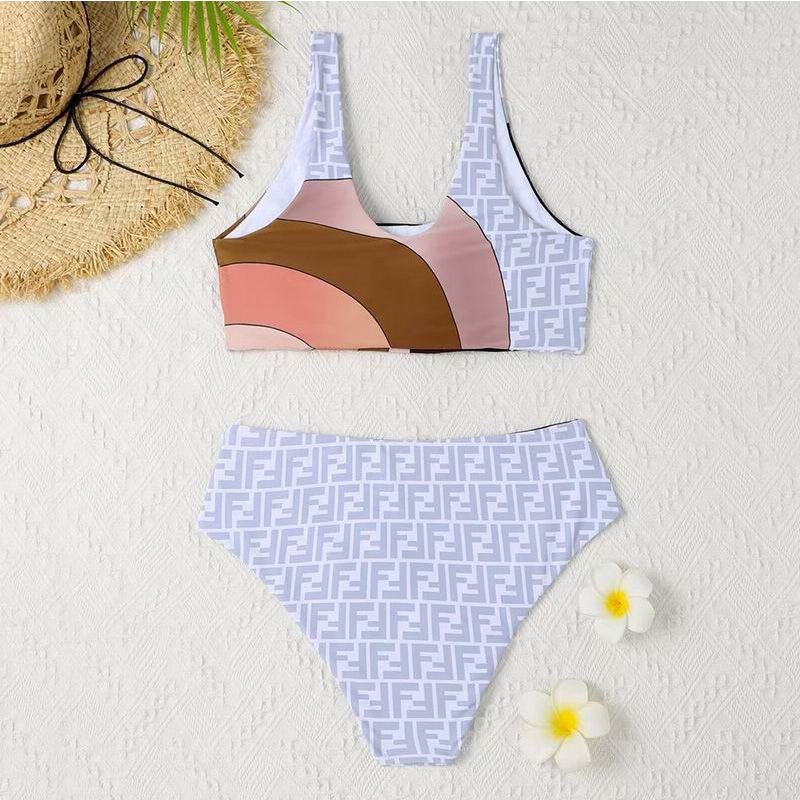 Affordable Fendi Underwear Set Women Rainbow Girl FF Motif Lycra White