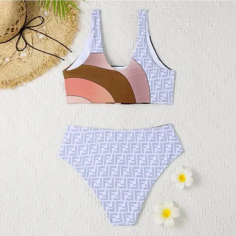 Cheap Fendi Underwear Set Women Rainbow Girl FF Motif Lycra White HOT SALE