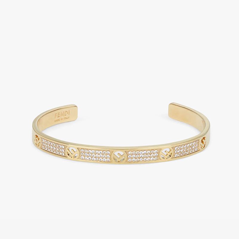 Affordable F Is Fendi Bangle Bracelet In Metal with Crystals Gold