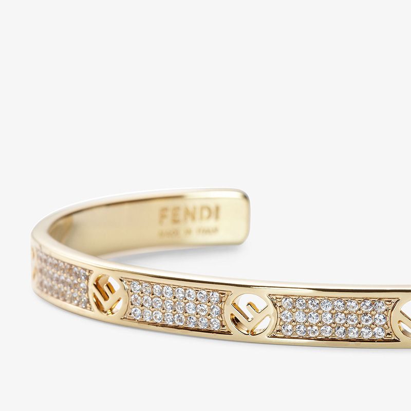 Affordable F Is Fendi Bangle Bracelet In Metal with Crystals Gold