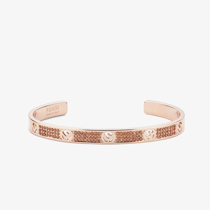 Affordable F Is Fendi Bangle Bracelet In Metal with Crystals Rose Gold