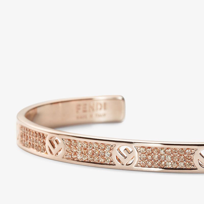 Affordable F Is Fendi Bangle Bracelet In Metal with Crystals Rose Gold