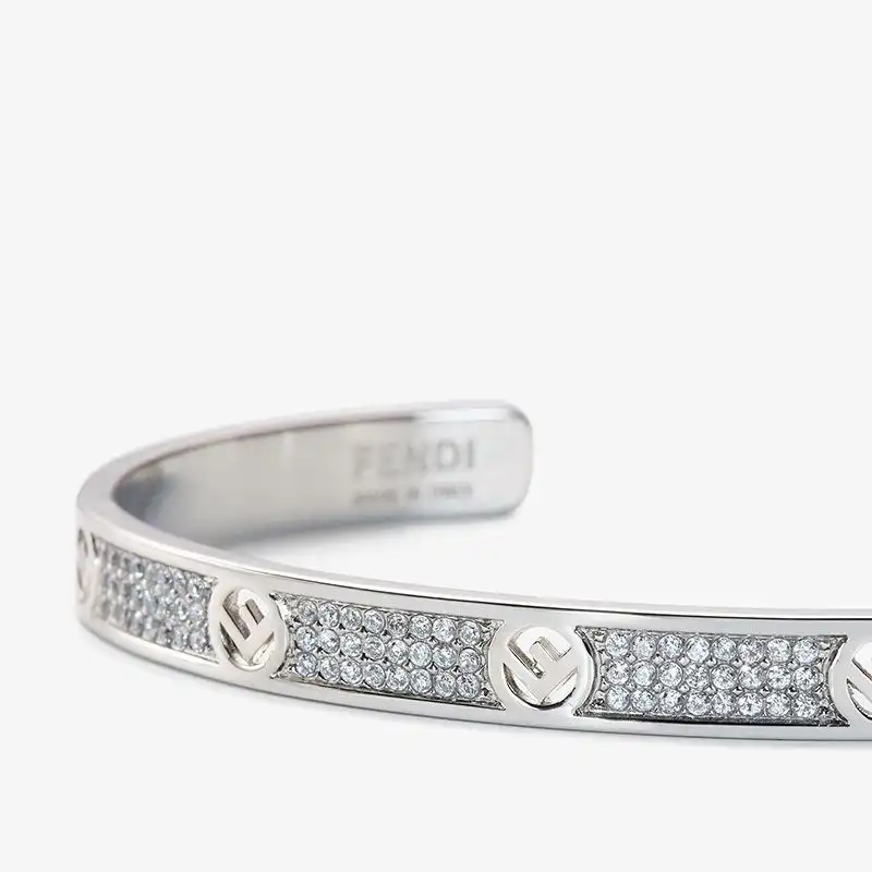 Affordable F Is Fendi Bangle Bracelet In Metal with Crystals Palladium