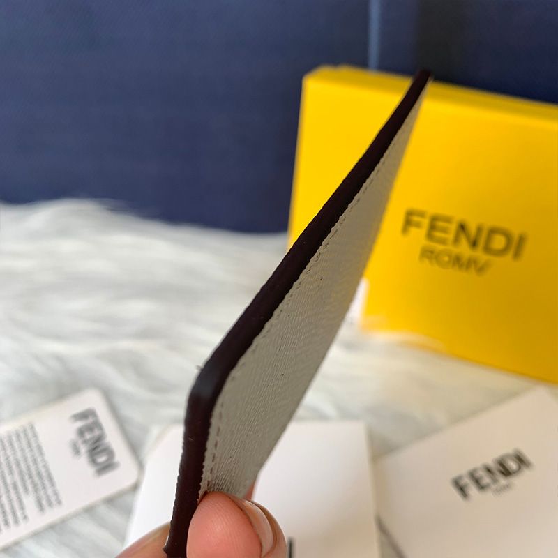 Affordable F is Fendi Card Holder In Calf Leather Grey