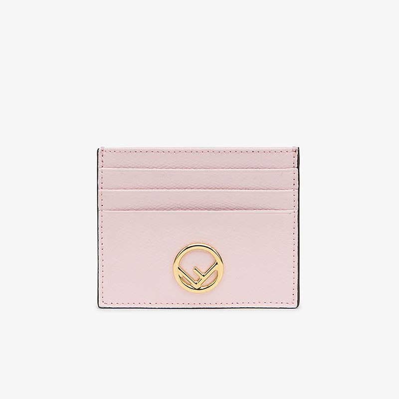 Affordable F is Fendi Card Holder In Calf Leather Pink