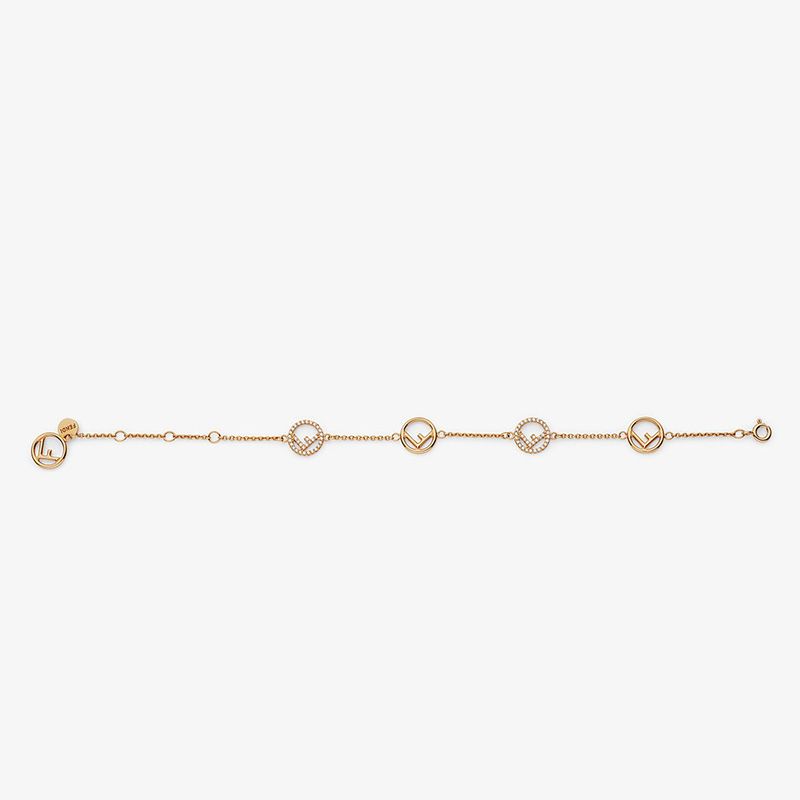 Affordable F is Fendi Chain Bracelet In Metal with Crystals Gold