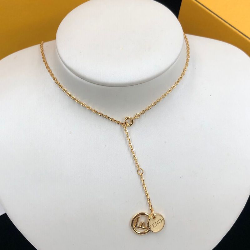 Affordable F is Fendi Chain Necklace In Metal with Crystals Gold