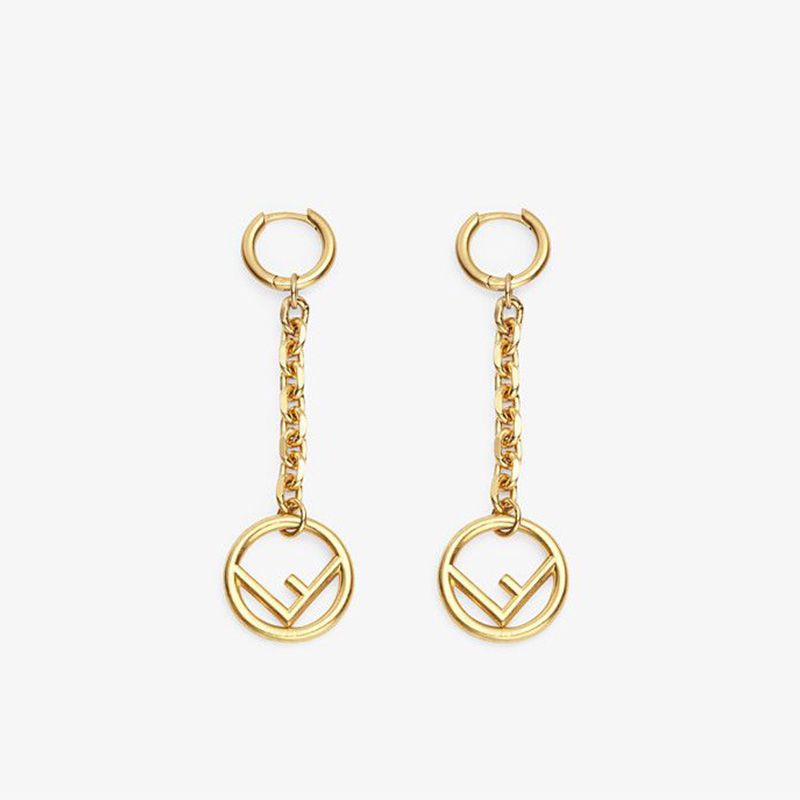 Affordable F is Fendi Chain Pendant Earrings In Metal Gold