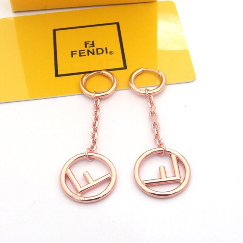 Affordable F is Fendi Chain Pendant Earrings In Metal Rose Gold