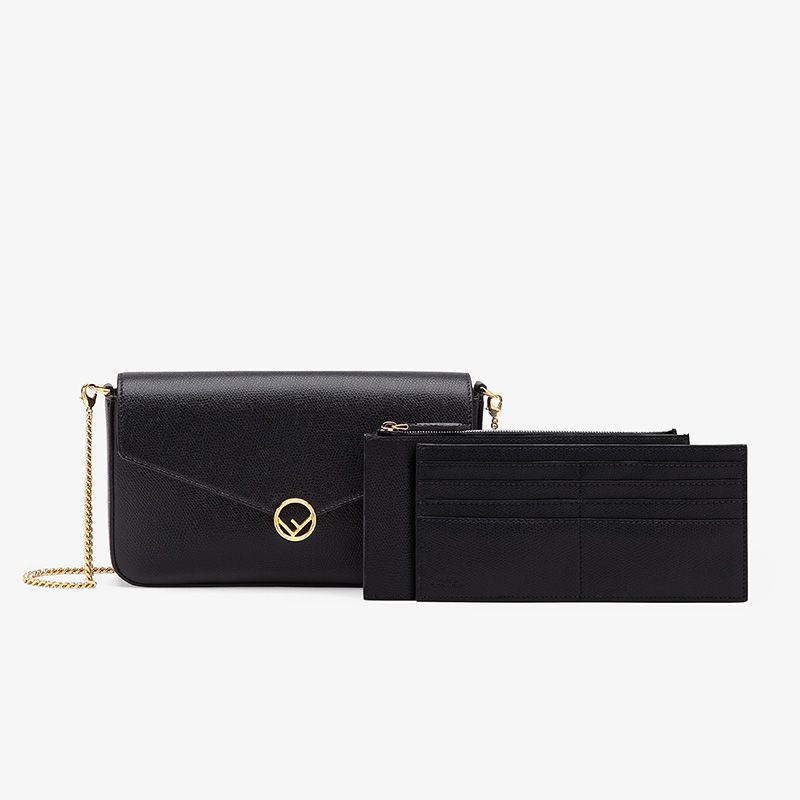 Affordable F is Fendi Chain Pouch In Calf Leather Black