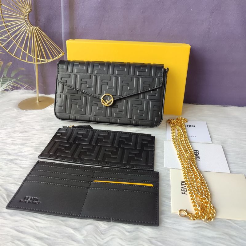 Affordable F is Fendi Chain Pouch In FF Motif Nappa Leather Black