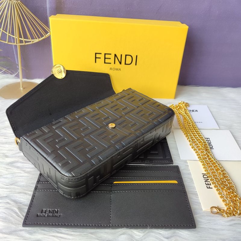 Affordable F is Fendi Chain Pouch In FF Motif Nappa Leather Black