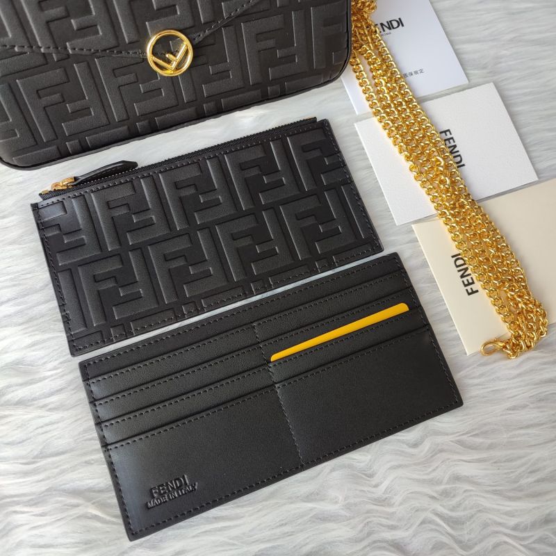 Affordable F is Fendi Chain Pouch In FF Motif Nappa Leather Black