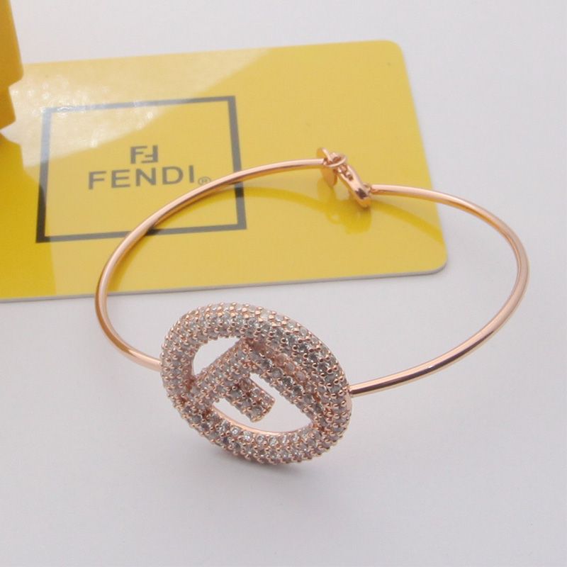 Affordable F is Fendi Clip Bracelet In Crystal Metal Rose Gold