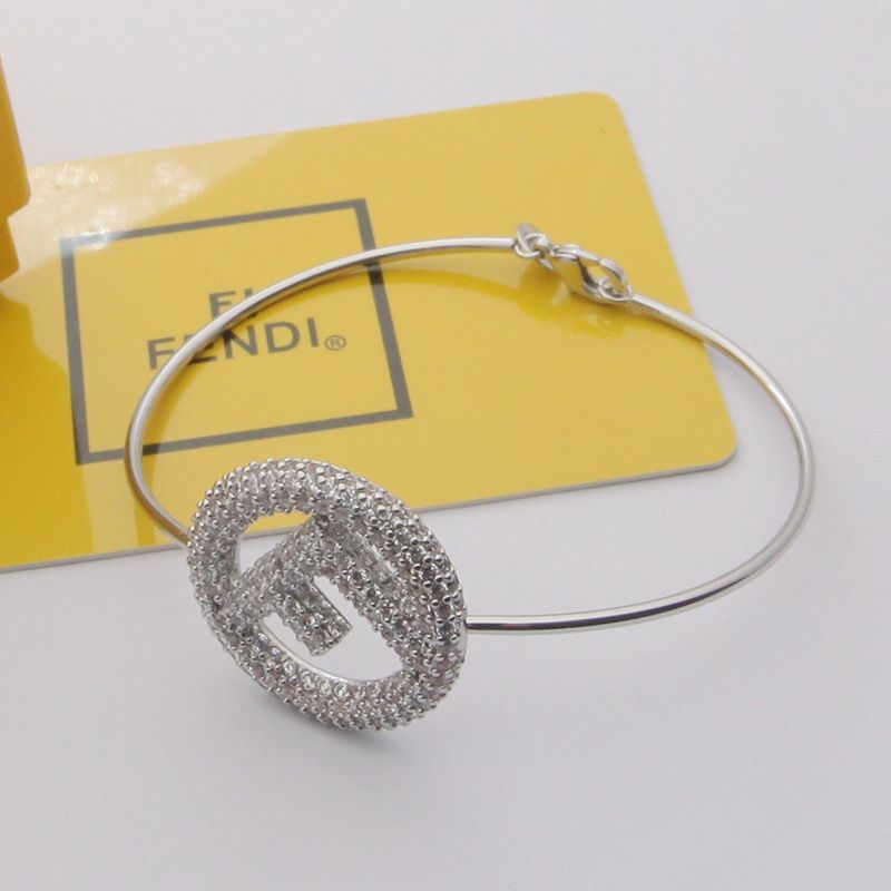 Affordable F is Fendi Clip Bracelet In Crystal Metal Palladium