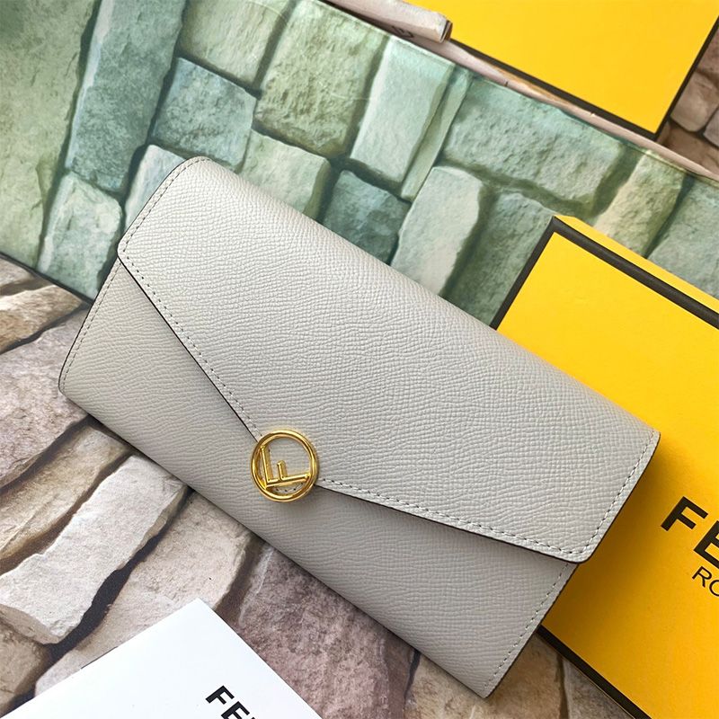 Affordable F is Fendi Continental Wallet In Calf Leather Grey