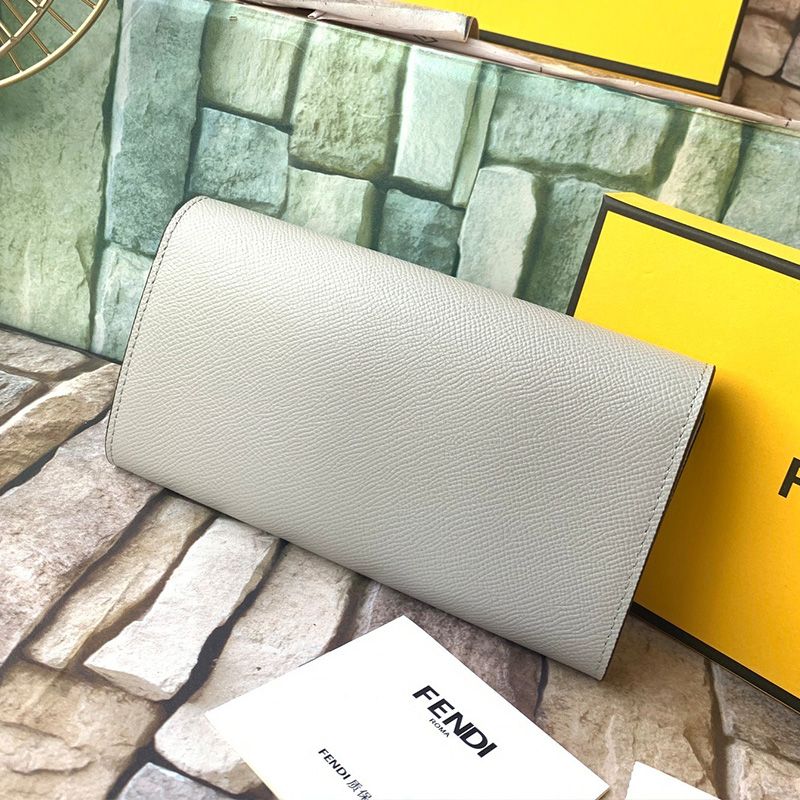 Affordable F is Fendi Continental Wallet In Calf Leather Grey