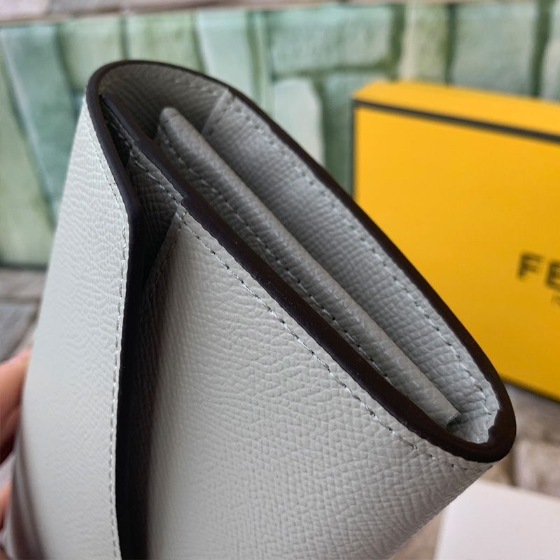 Affordable F is Fendi Continental Wallet In Calf Leather Grey