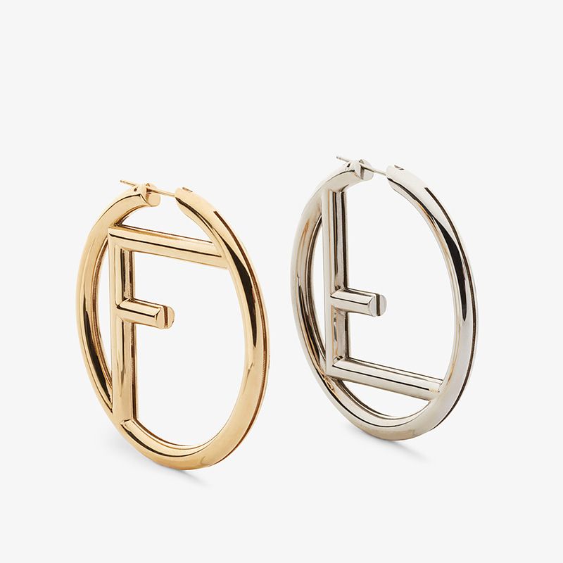 Affordable F is Fendi Large Hoop Earrings In Metal Gold Palladium