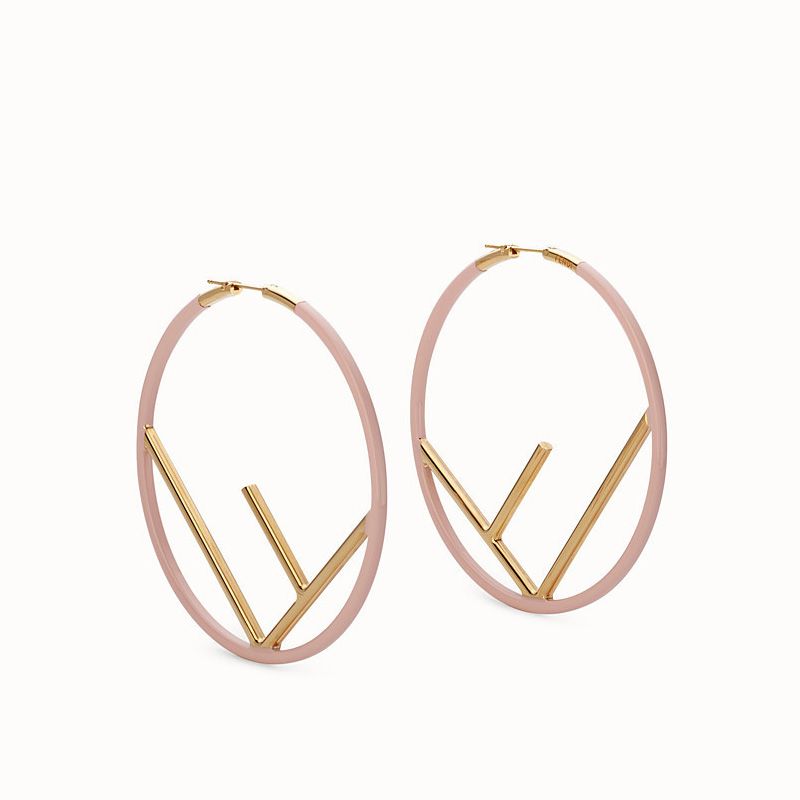 Affordable F is Fendi Large Hoop Earrings In Enameled Metal Pink