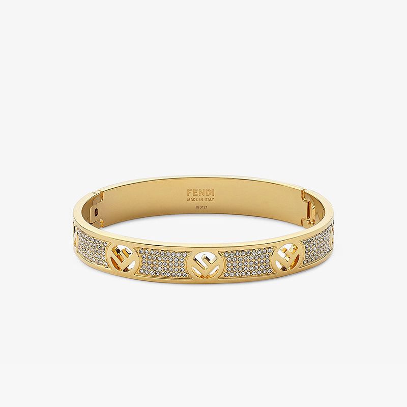 Affordable F is Fendi Ragid Bracelet In Metal with Crystals Gold