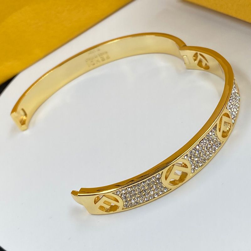 Affordable F is Fendi Ragid Bracelet In Metal with Crystals Gold